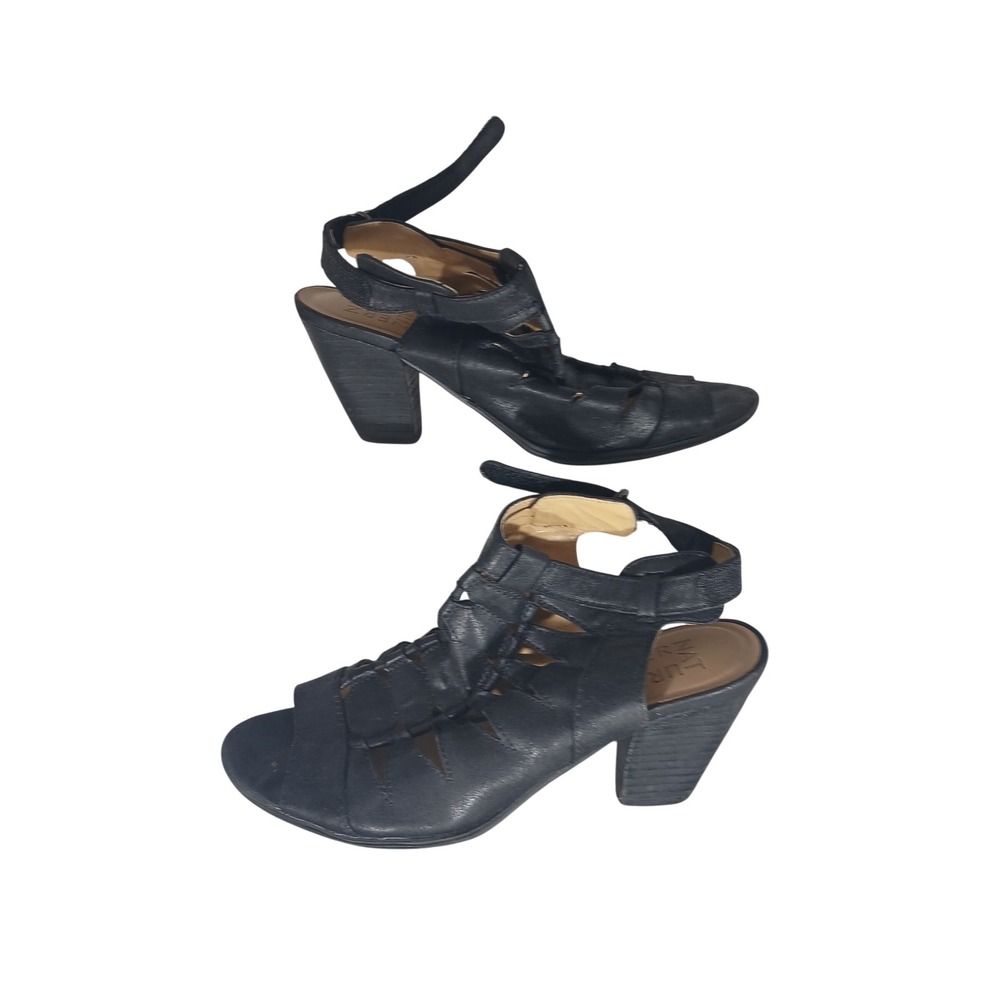Naturalizer Talan Gladiator Sandals‎ 8M Black Strappy Block Heel Comfort Edgy